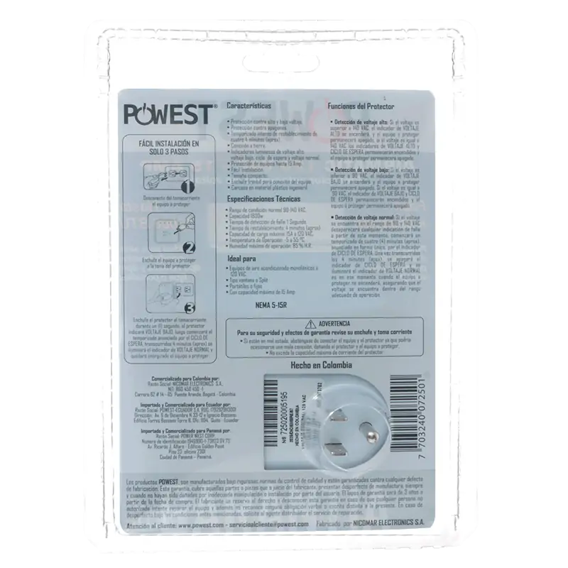 PROTECTOR DE VOLTAJE POWEST AIRMATIC 120V/15A - Imagen 5